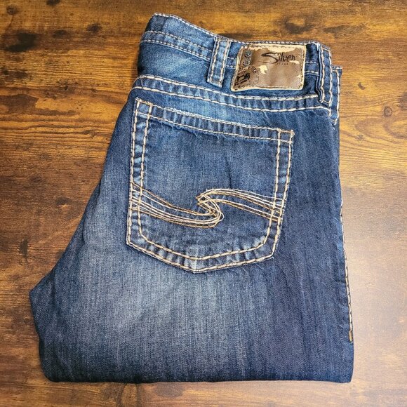 Silver Jeans Tag 36x34 Measures 38x35 Nash Heritage Straight Thick Stitch - Picture 3 of 10